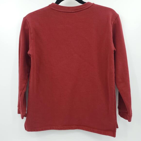 Popupshop Sweater Youth 12Y 152 Red Organic Cotton Crewneck Pullover Fleece Top - Picture 2 of 8